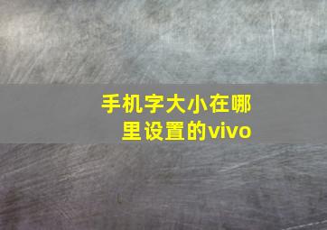 手机字大小在哪里设置的vivo