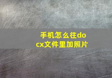 手机怎么往docx文件里加照片