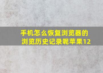 手机怎么恢复浏览器的浏览历史记录呢苹果12