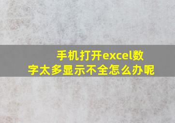 手机打开excel数字太多显示不全怎么办呢