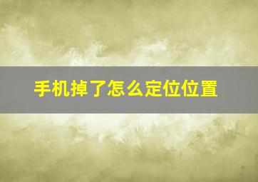 手机掉了怎么定位位置