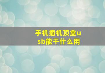 手机插机顶盒usb能干什么用