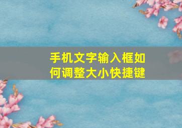 手机文字输入框如何调整大小快捷键