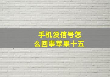 手机没信号怎么回事苹果十五