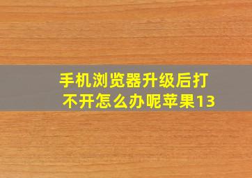 手机浏览器升级后打不开怎么办呢苹果13