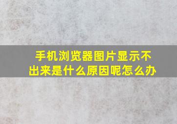 手机浏览器图片显示不出来是什么原因呢怎么办