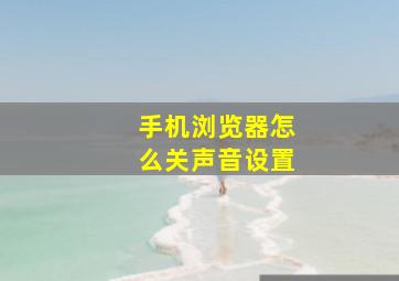 手机浏览器怎么关声音设置