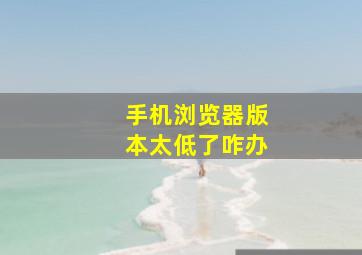 手机浏览器版本太低了咋办