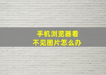 手机浏览器看不见图片怎么办