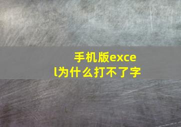 手机版excel为什么打不了字