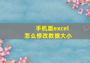 手机版excel怎么修改数据大小