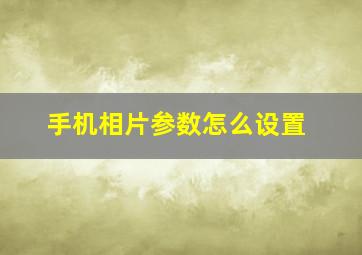 手机相片参数怎么设置