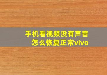 手机看视频没有声音怎么恢复正常vivo