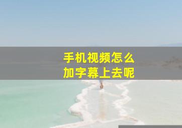 手机视频怎么加字幕上去呢