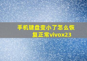 手机键盘变小了怎么恢复正常vivox23