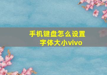 手机键盘怎么设置字体大小vivo