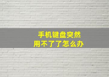 手机键盘突然用不了了怎么办