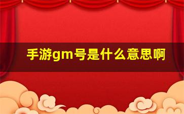 手游gm号是什么意思啊