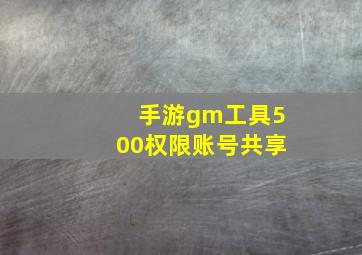 手游gm工具500权限账号共享