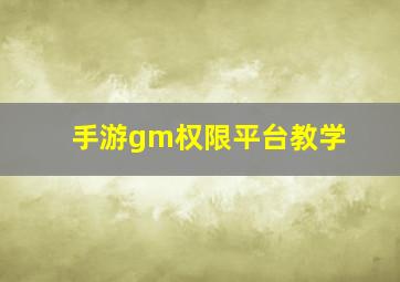 手游gm权限平台教学