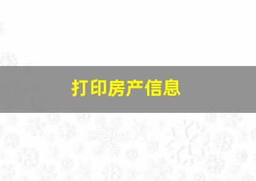 打印房产信息