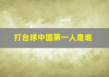 打台球中国第一人是谁