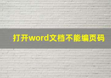 打开word文档不能编页码