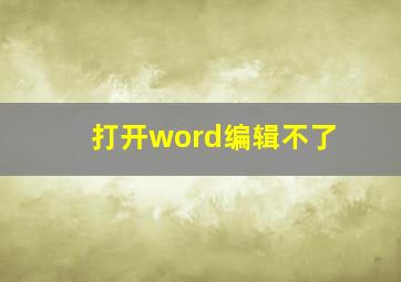 打开word编辑不了