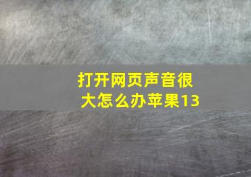 打开网页声音很大怎么办苹果13