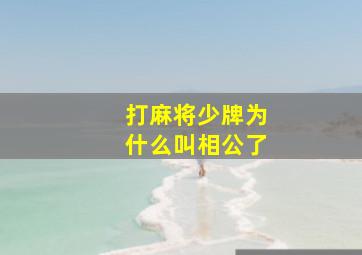 打麻将少牌为什么叫相公了