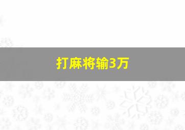 打麻将输3万