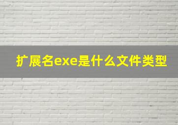 扩展名exe是什么文件类型