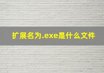 扩展名为.exe是什么文件