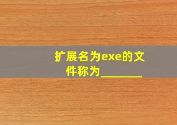 扩展名为exe的文件称为_______