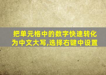 把单元格中的数字快速转化为中文大写,选择右键中设置