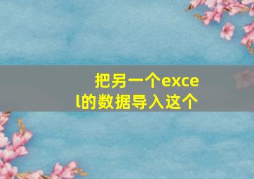 把另一个excel的数据导入这个