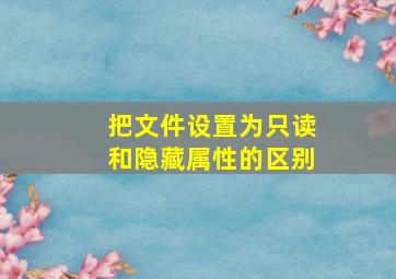 把文件设置为只读和隐藏属性的区别