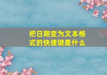 把日期变为文本格式的快捷键是什么