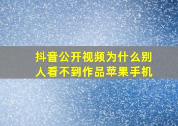 抖音公开视频为什么别人看不到作品苹果手机