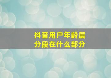 抖音用户年龄层分段在什么部分