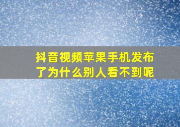 抖音视频苹果手机发布了为什么别人看不到呢