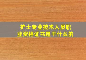 护士专业技术人员职业资格证书是干什么的