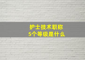 护士技术职称5个等级是什么