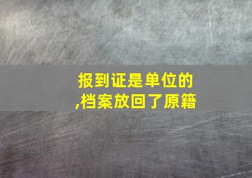 报到证是单位的,档案放回了原籍