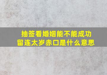 抽签看婚姻能不能成功留连太岁赤口是什么意思