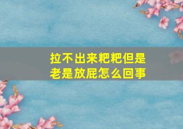 拉不出来粑粑但是老是放屁怎么回事