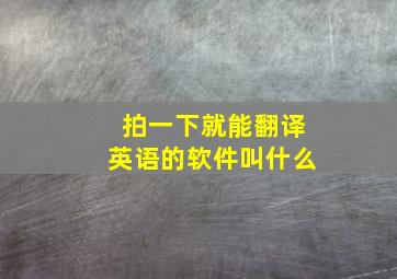 拍一下就能翻译英语的软件叫什么