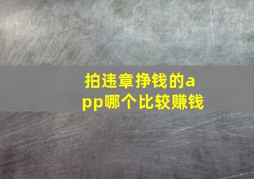 拍违章挣钱的app哪个比较赚钱