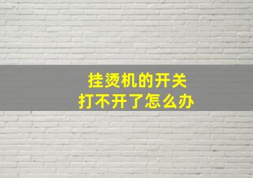 挂烫机的开关打不开了怎么办