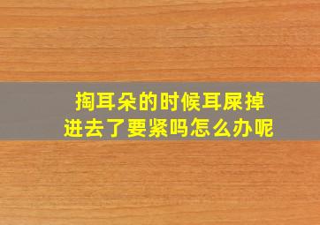 掏耳朵的时候耳屎掉进去了要紧吗怎么办呢